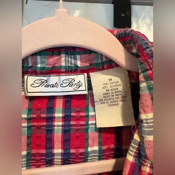 Vintage 90’s Private Party Plaid Matching Set With Sleeveless Collar Shirt - Picture 6 of 7